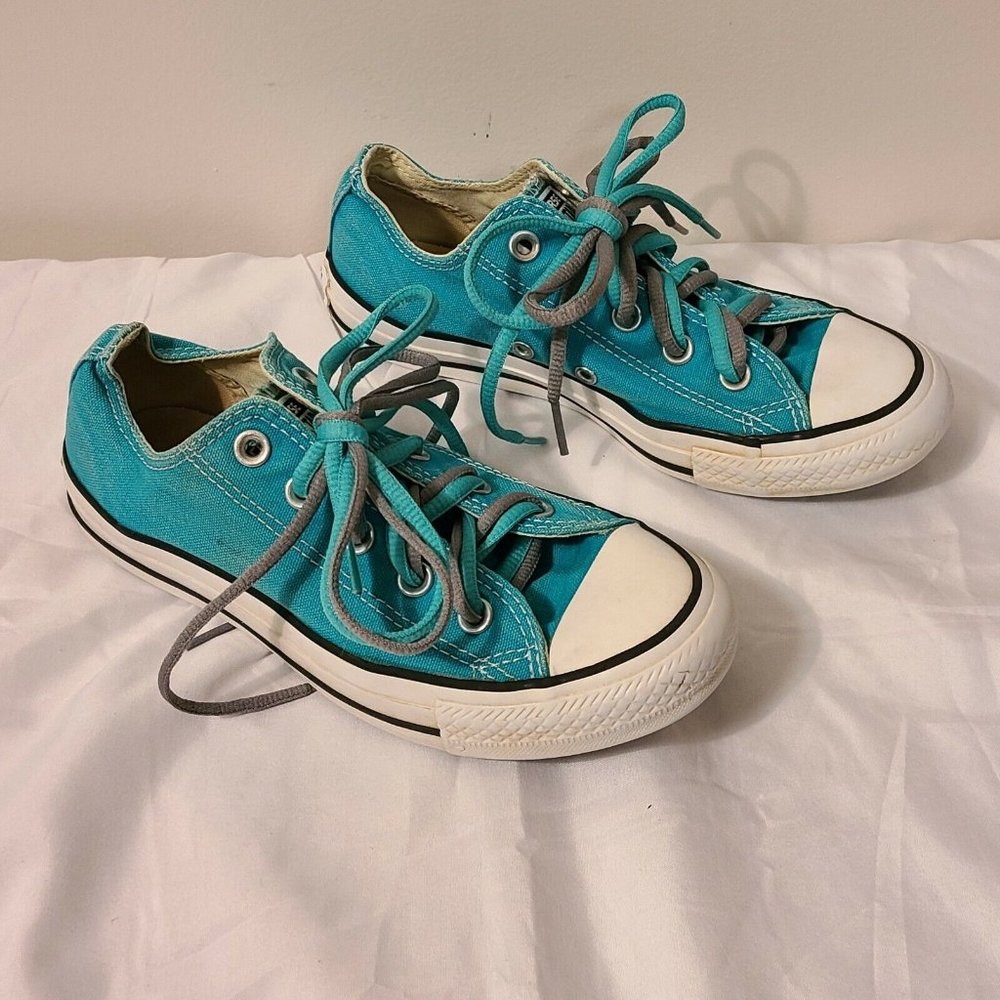 Converse All Star Unisex Low Top Men's Sz 4 Woman's Sz 6 Teal Sneakers Shoes - Picture 4 of 10